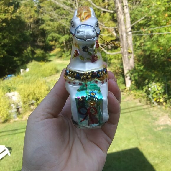 Noble  Gems by Kurt S Adler made in China glass ornament carousel horse glitter - Picture 14 of 16